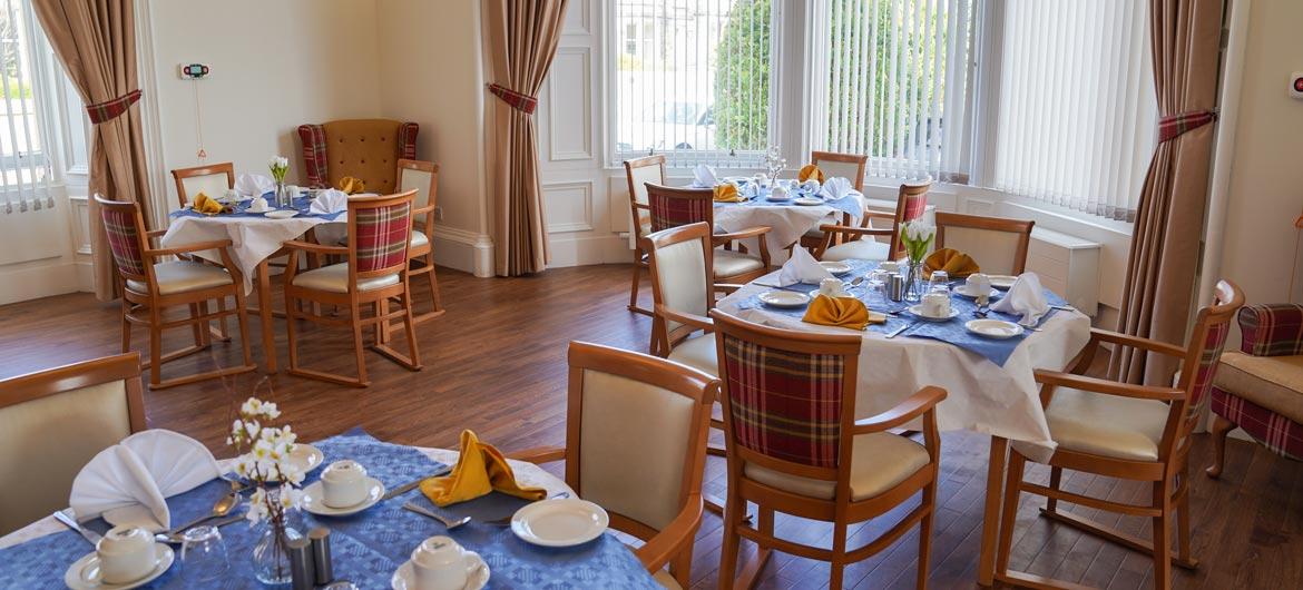 Dining room at Camilla House Care Home in Edinburgh