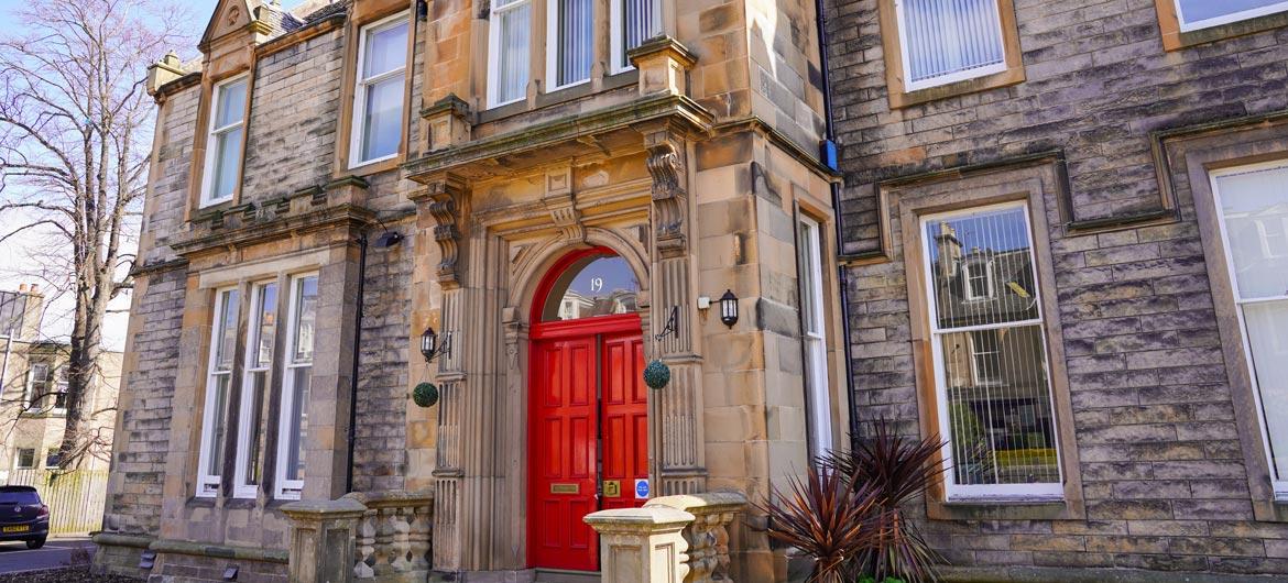 Front entrance of Camilla House Care Home in Edinburgh